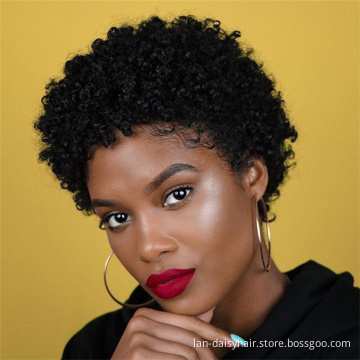 Factory Stock Supply Afro Kinky Curly Wigs For Black Women  100% Human Hair Short Wigs